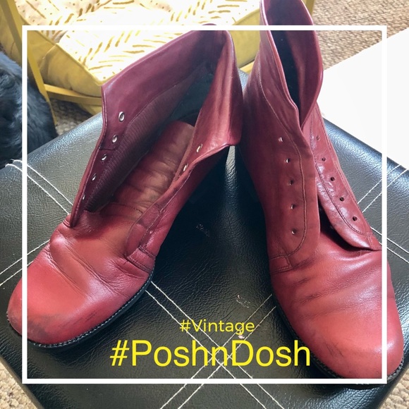 Vintage Shoes - VINTAGE! BOOTS FOR FALL! St. John’s Bay Red Lace-Up Pixie Ankle Boots/Booties